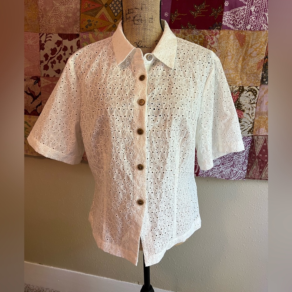 Rebecca Taylor Lea Eyelet Shirt Sleeved Blouse
